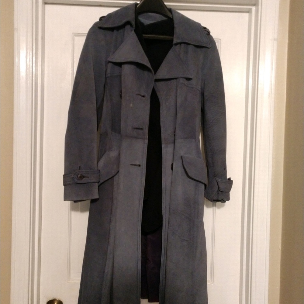 Vintage Blue Suede trench coat